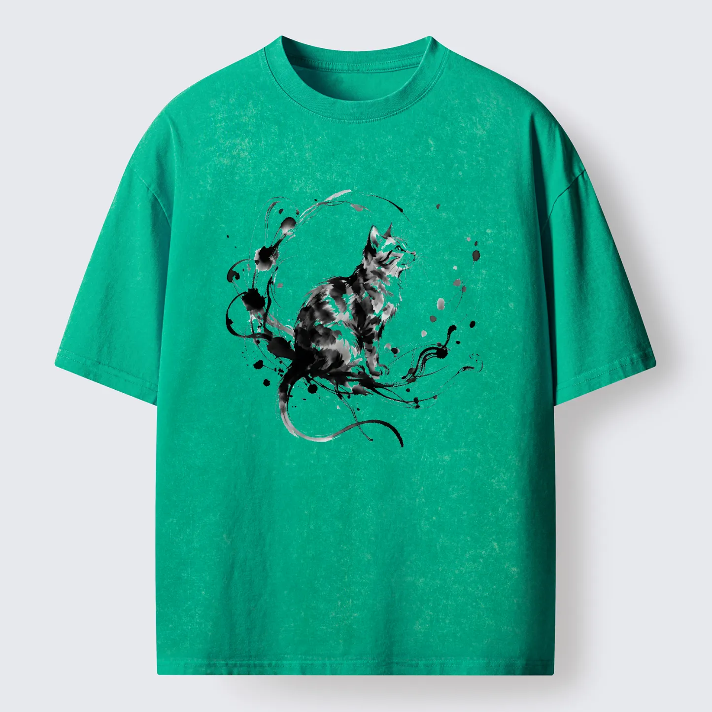 Tokyo-Tiger Ink Cat Washed T-Shirt