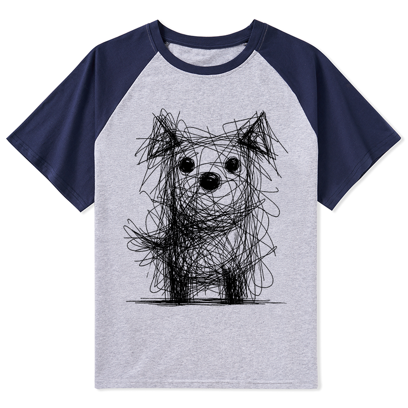 Tokyo-Tiger Scruffy Dog Chaos Art Raglan T-shirt