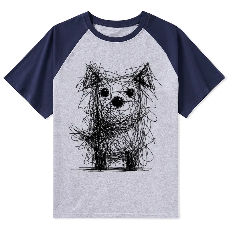 Tokyo-Tiger Scruffy Dog Chaos Art Raglan T-shirt