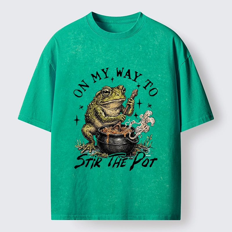 Tokyo-Tiger Frog On My Way To Stir The Pot Washed T-Shirt