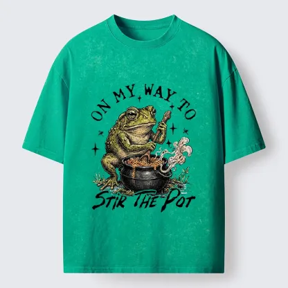 Tokyo-Tiger Frog On My Way To Stir The Pot Washed T-Shirt