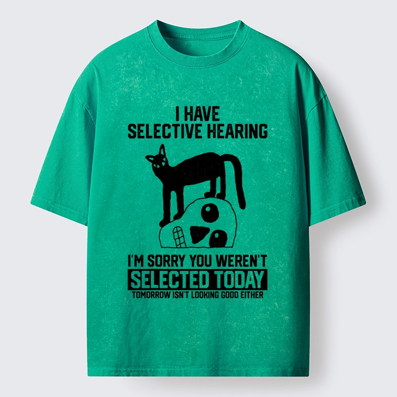 Tokyo-Tiger Cat Selective Hearing Funny Meme Washed T-Shirt