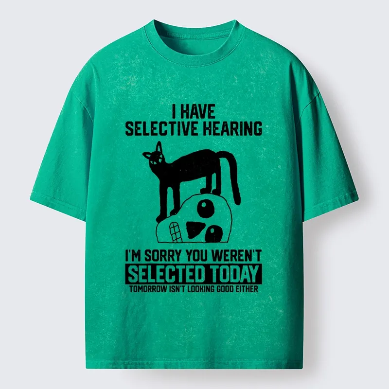 Tokyo-Tiger Cat Selective Hearing Funny Meme Washed T-Shirt