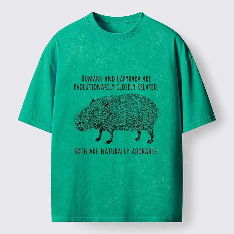Tokyo-Tiger Capybara And Humans Are Cousins Washed T-Shirt