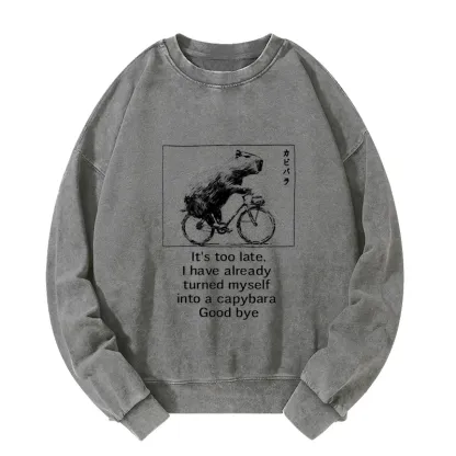 Tokyo-Tiger Funny Capybara Riding A Bicycle Washed Sweatshirt