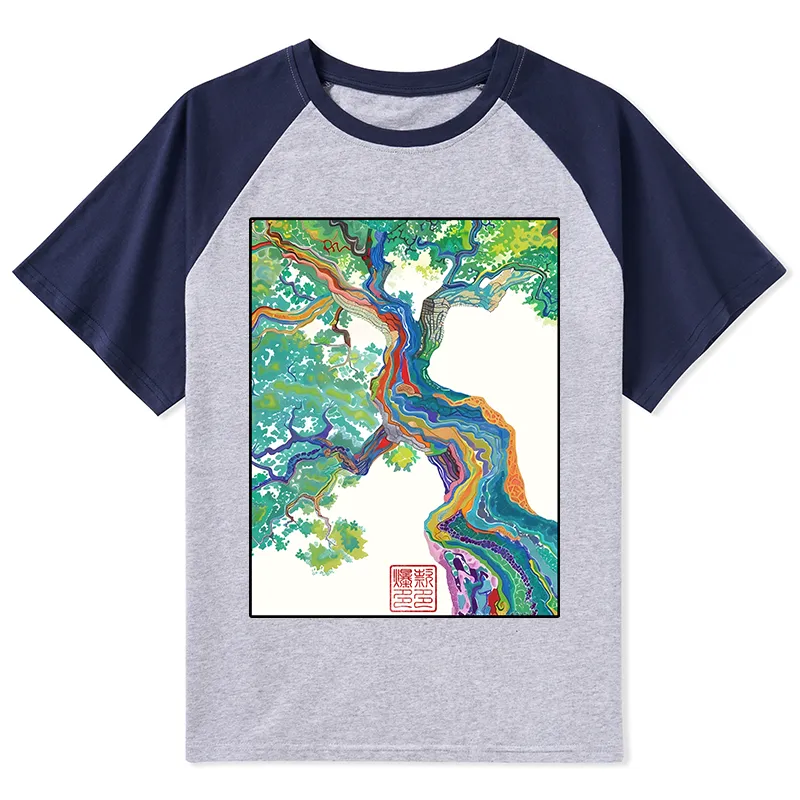 Tokyo-Tiger Colorful Magic Tree Raglan T-shirt Sale