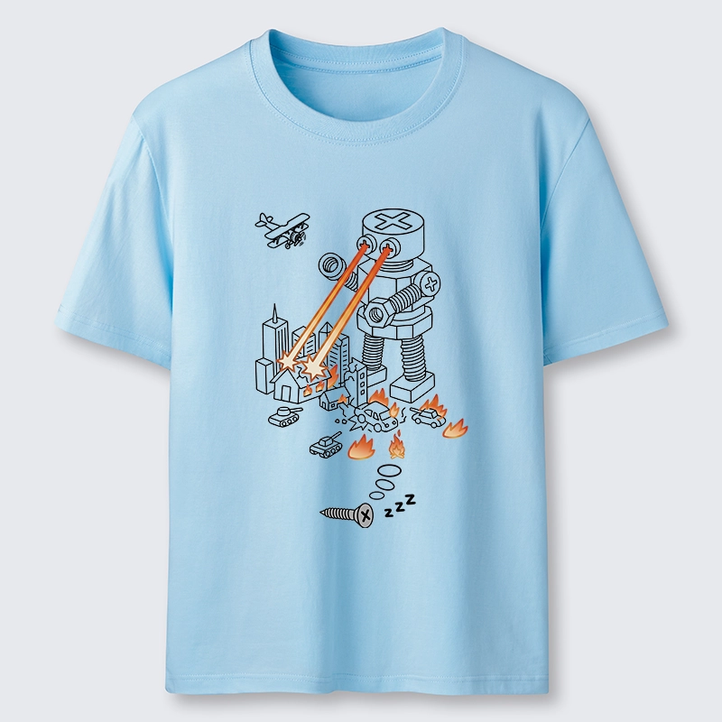 Tokyo-Tiger Funny Screw Robot Destroying City Classic T-Shirt