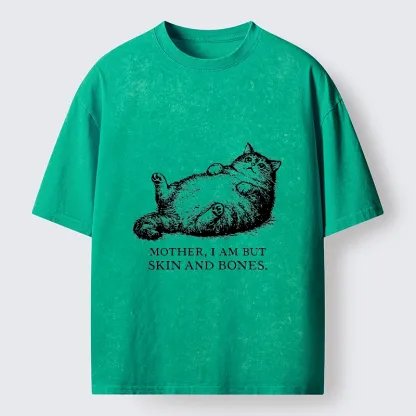 Tokyo-Tiger Chonky Cat Begging For Food Washed T-Shirt