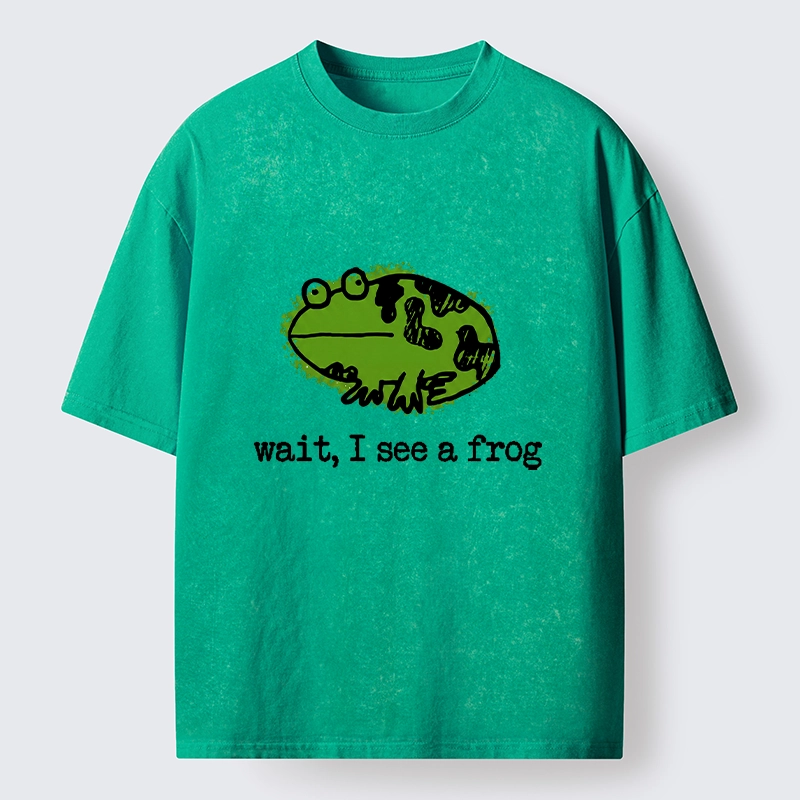 Tokyo-Tiger Silly Frog Doodle Art Washed T-Shirt