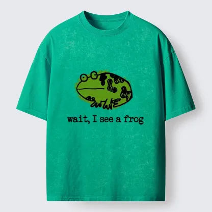 Tokyo-Tiger Silly Frog Doodle Art Washed T-Shirt