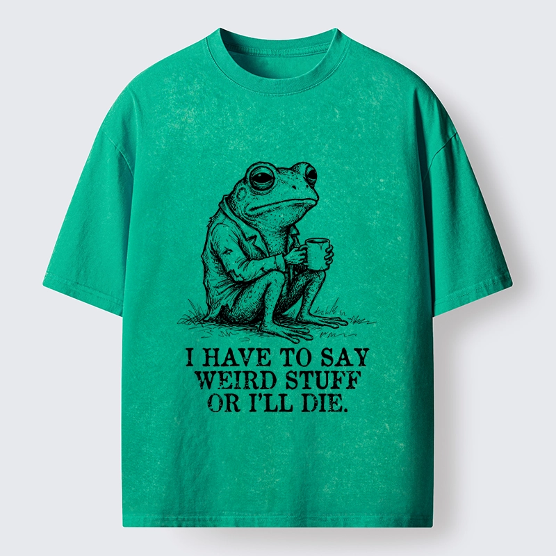 Tokyo-Tiger Frog In Suit Drinking Coffee Washed T-Shirt