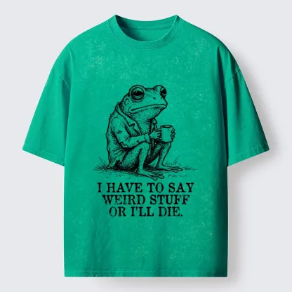Tokyo-Tiger Frog In Suit Drinking Coffee Washed T-Shirt