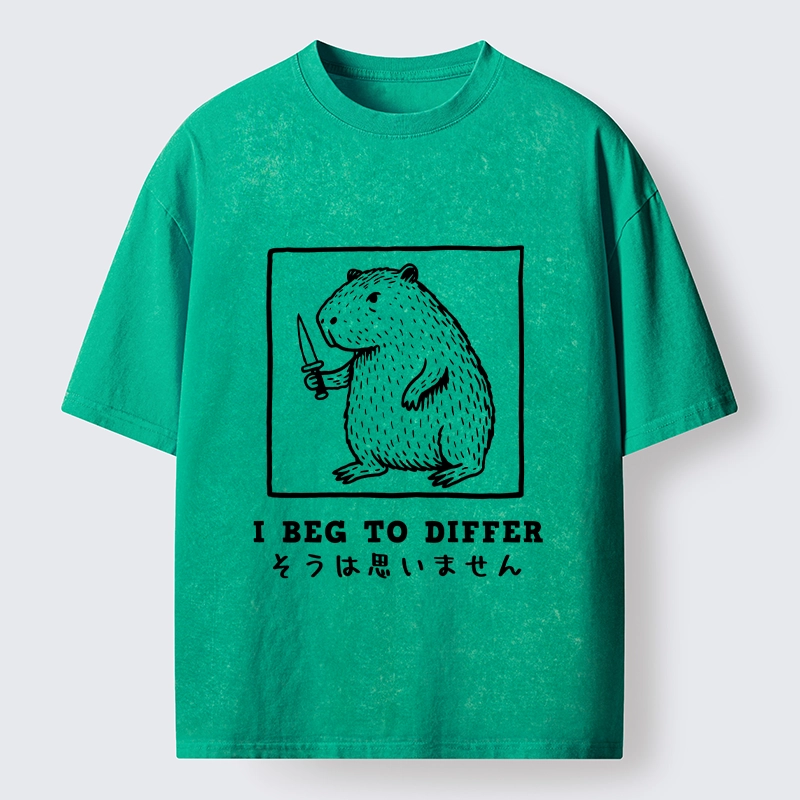 Tokyo-Tiger Sassy Capybara Holding A Blade Washed T-Shirt