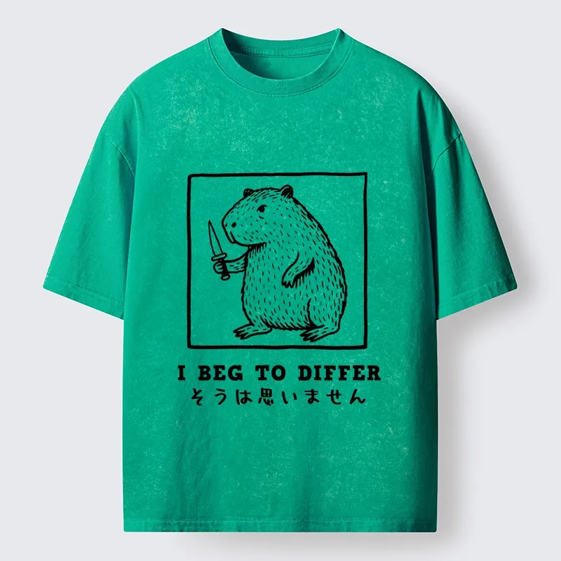 Tokyo-Tiger Sassy Capybara Holding A Blade Washed T-Shirt