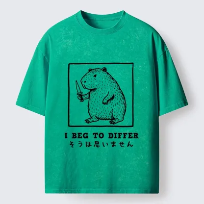 Tokyo-Tiger Sassy Capybara Holding A Blade Washed T-Shirt