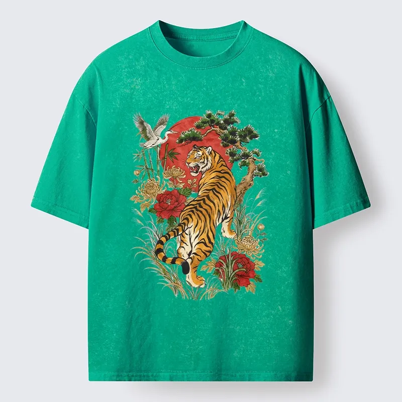 Tokyo-Tiger Majestic Tiger Under The Red Sun Washed T-Shirt Sale