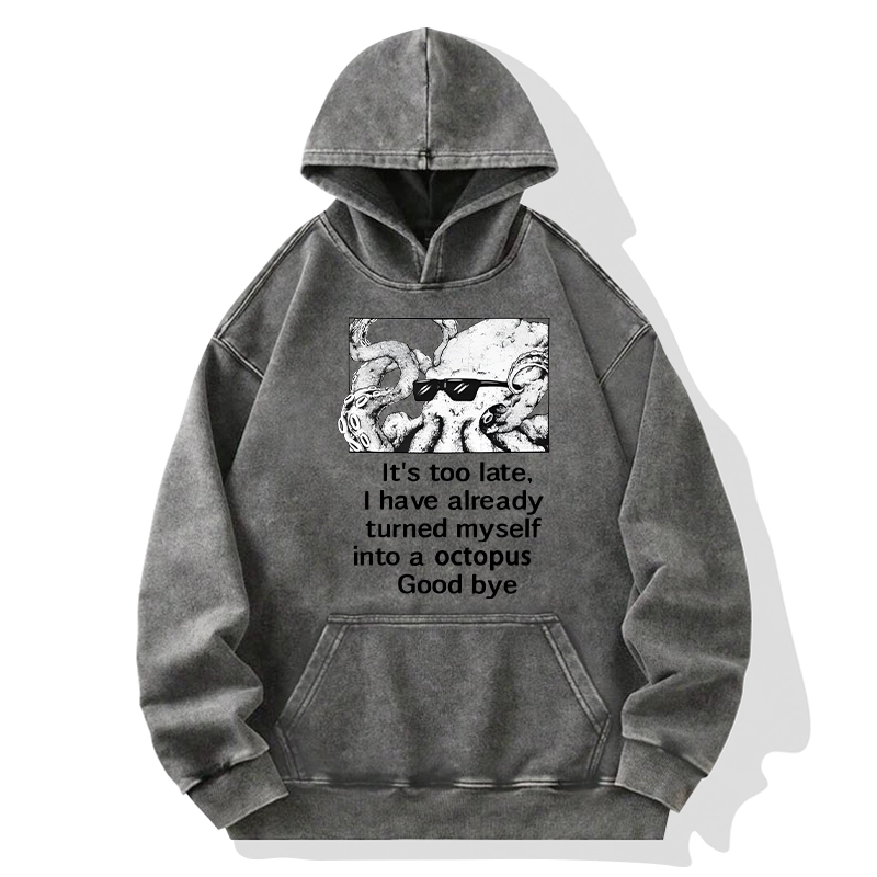 Tokyo-Tiger Octopus Meme I Disappeared Completely Washed Hoodie