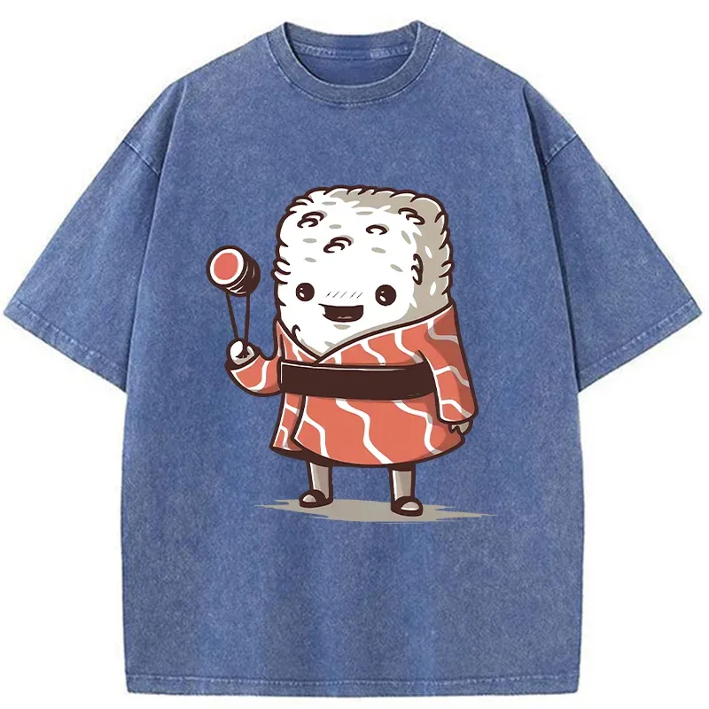 Tokyo-Tiger Delicious And Funny Sushi Washed T-Shirt