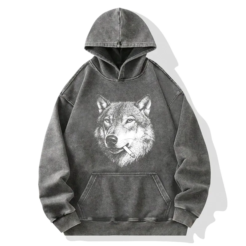 Tokyo-Tiger Cool Wolf Meme Bad Decisions Pending Washed Hoodie