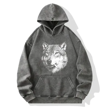 Tokyo-Tiger Cool Wolf Meme Bad Decisions Pending Washed Hoodie