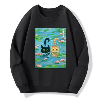 Tokyo-Tiger Cats In The Lotus Pond Classic Sweatshirt