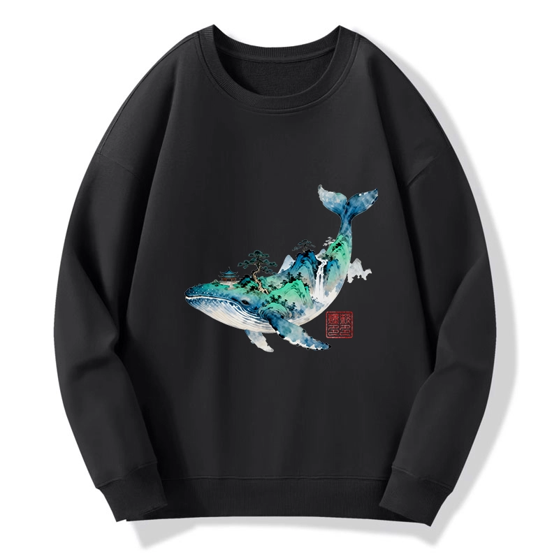 Tokyo-Tiger Whale Ink Painting Landscape Classic Sweatshirt