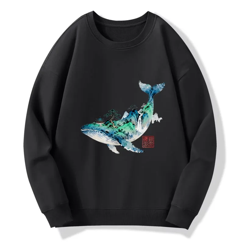 Tokyo-Tiger Whale Ink Painting Landscape Classic Sweatshirt