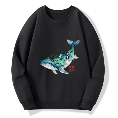 Tokyo-Tiger Whale Ink Painting Landscape Classic Sweatshirt