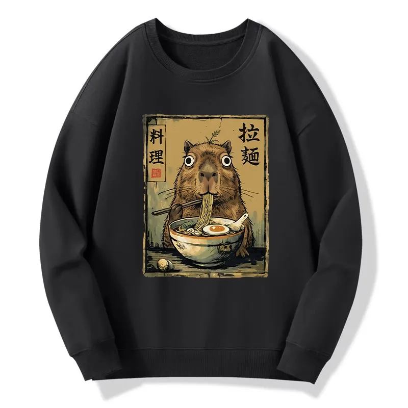 Tokyo-Tiger Cute Capybara Eating Ramen Classic Sweatshirt Sale