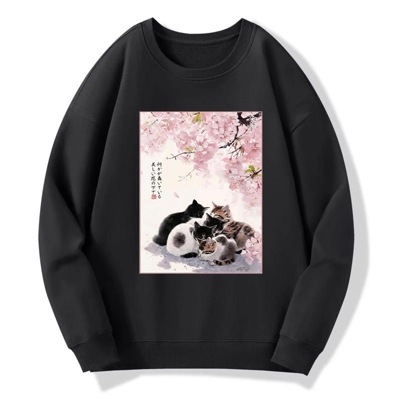 Tokyo-Tiger Cute Cats Sakura Garden Classic Sweatshirt