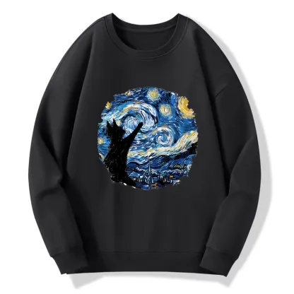 Tokyo-Tiger Starry Night Black Cat Classic Sweatshirt
