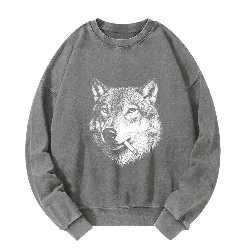 Tokyo-Tiger Cool Wolf Meme Bad Decisions Pending Washed Sweatshirt