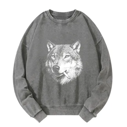 Tokyo-Tiger Cool Wolf Meme Bad Decisions Pending Washed Sweatshirt
