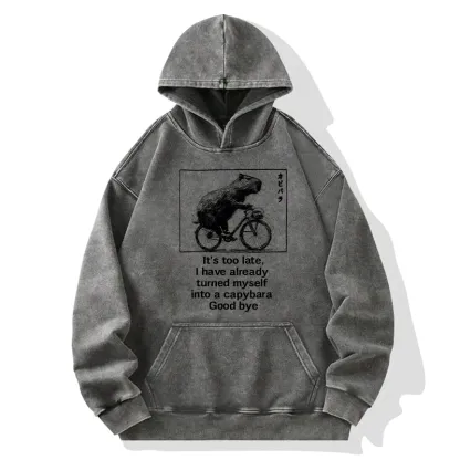 Tokyo-Tiger Funny Capybara Riding A Bicycle Washed Hoodie