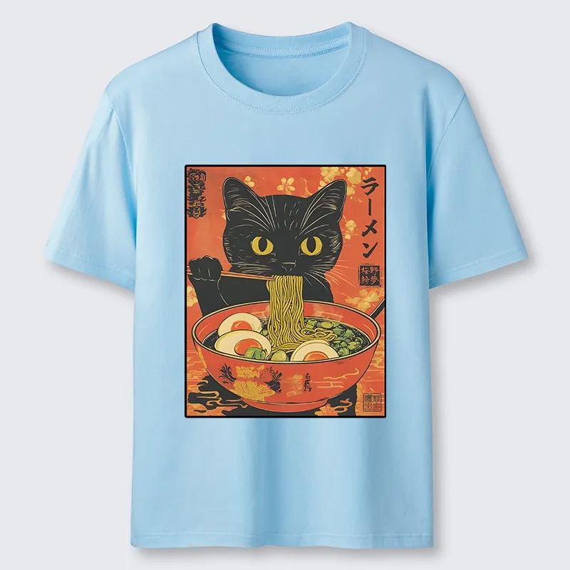 Tokyo-Tiger Hungry Black Cat Loves Ramen Classic T-Shirt