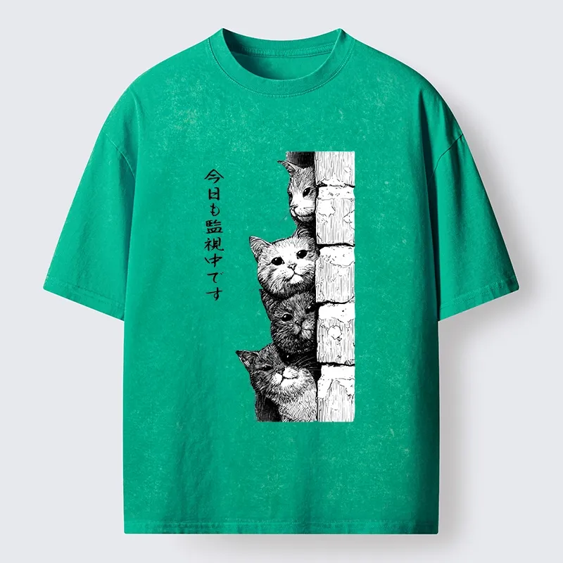 Tokyo-Tiger Cats Are Watching You Always Washed T-Shirt