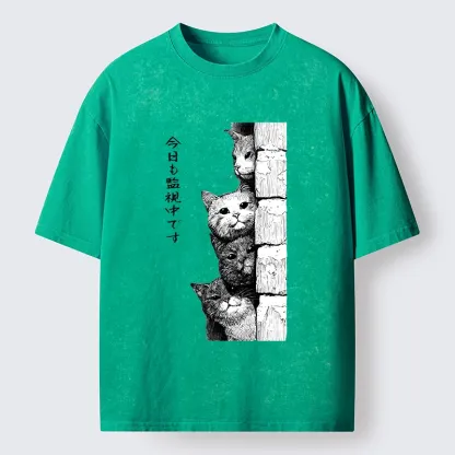 Tokyo-Tiger Cats Are Watching You Always Washed T-Shirt