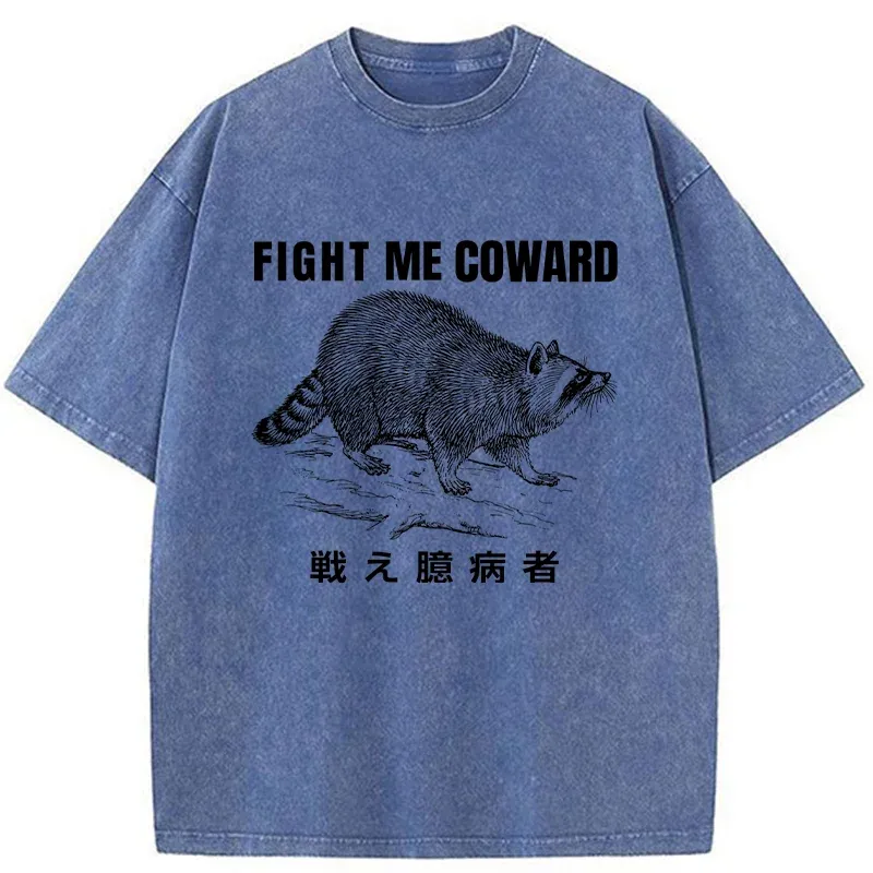 Tokyo-Tiger Fight Raccoon Japanese Washed T-Shirt