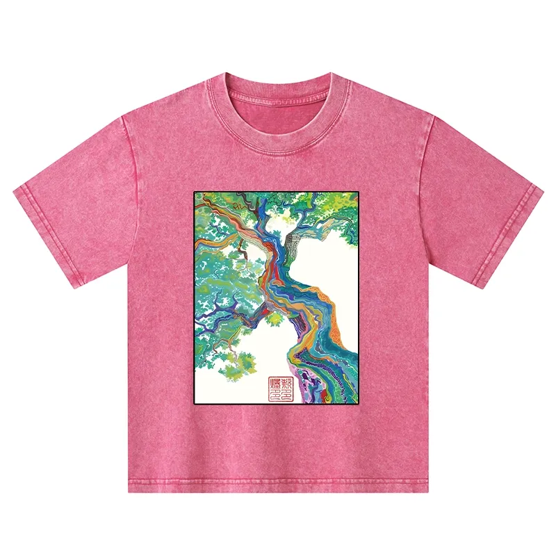 Tokyo-Tiger Colorful Magic Tree Kids Washed T-Shirt