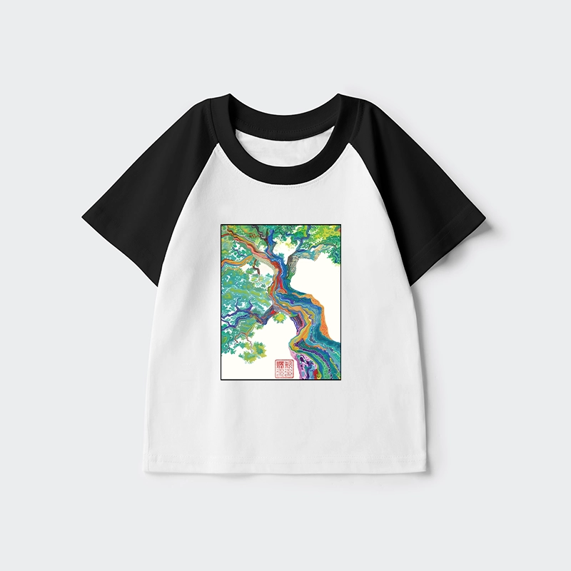Tokyo-Tiger Colorful Magic Tree Kids Raglan T-shirt