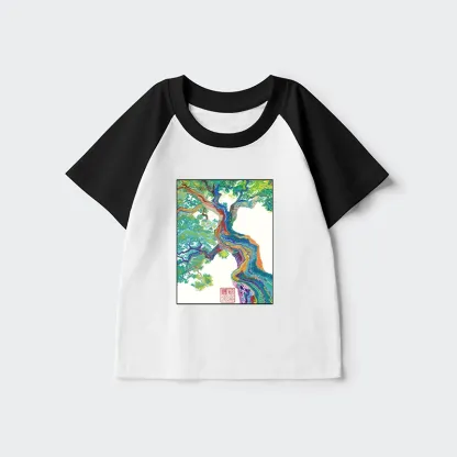 Tokyo-Tiger Colorful Magic Tree Kids Raglan T-shirt