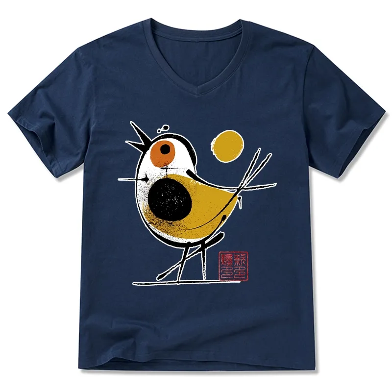 Tokyo-Tiger Aesthetic Yellow And Black Bird V-Neck Classic T-Shirt