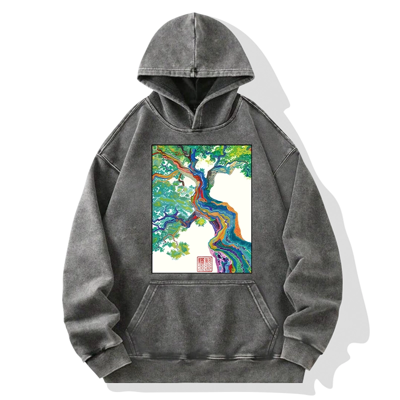 Tokyo-Tiger Colorful Magic Tree Washed Hoodie