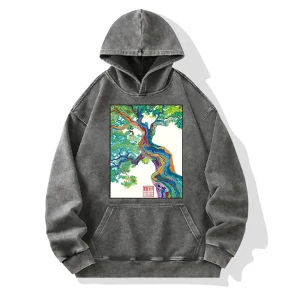 Tokyo-Tiger Colorful Magic Tree Washed Hoodie