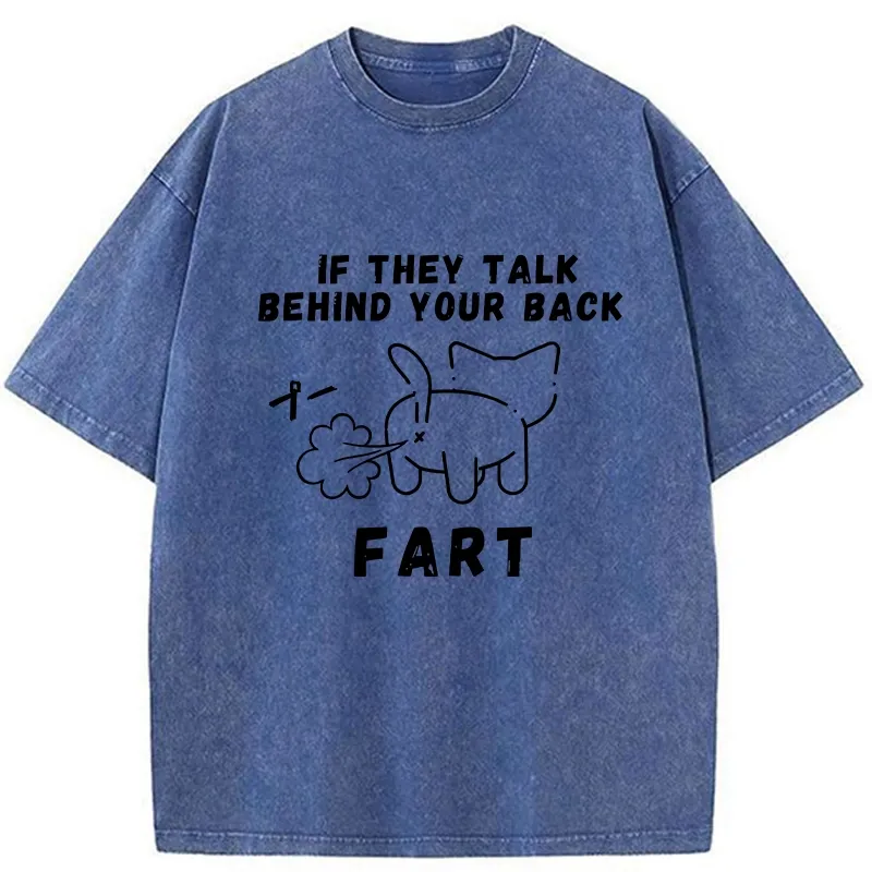 Tokyo-Tiger Funny Farting Cat Washed T-Shirt