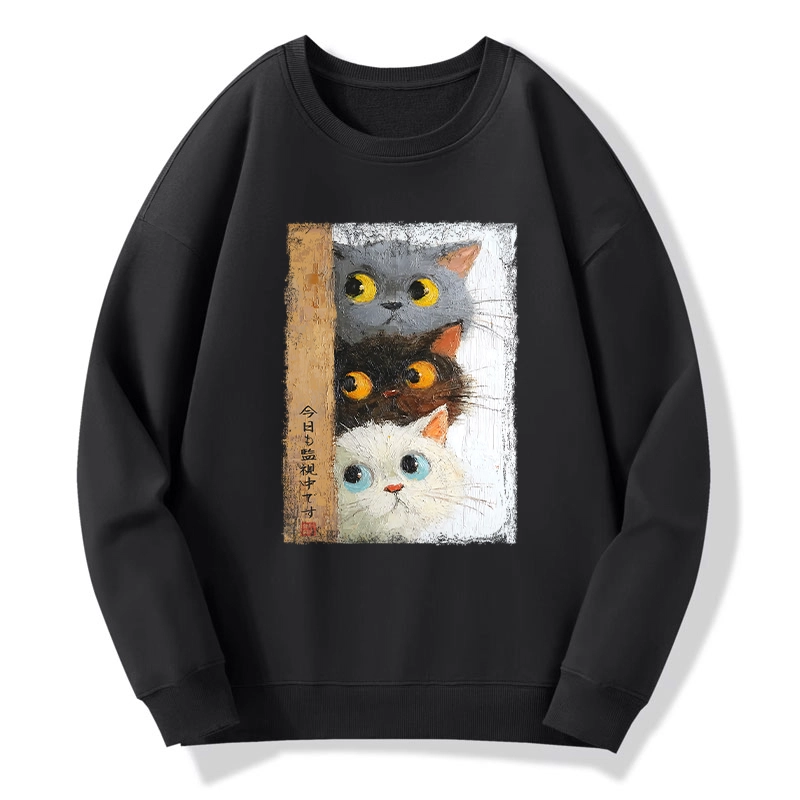 Tokyo-Tiger Three Cute Cats Watch You Classic Sweatshirt