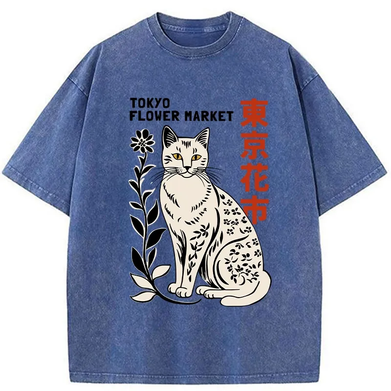 Tokyo-Tiger Flower Market Tokyo Washed T-Shirt
