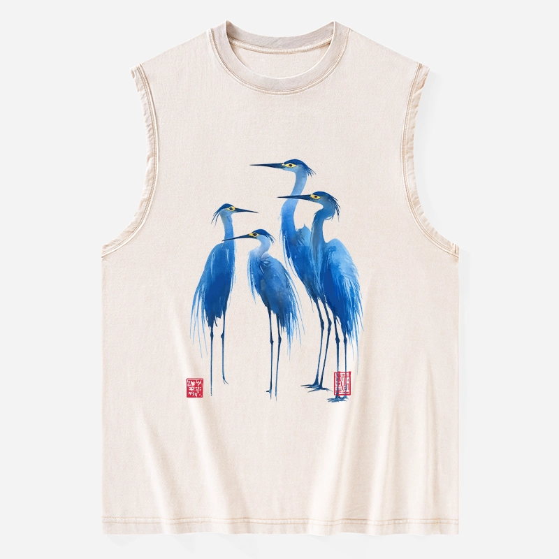 Tokyo-Tiger Flocks Of Great Blue Herons Washed Tank