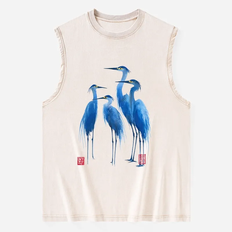 Tokyo-Tiger Flocks Of Great Blue Herons Washed Tank Sale