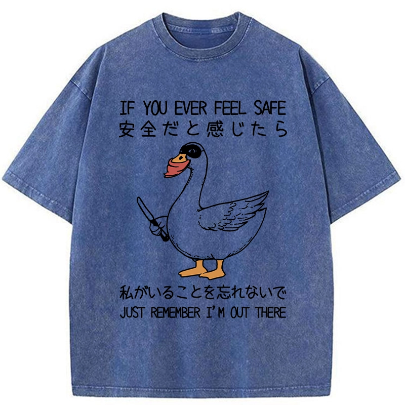 Tokyo-Tiger Funny Goose With Knife Washed T-Shirt